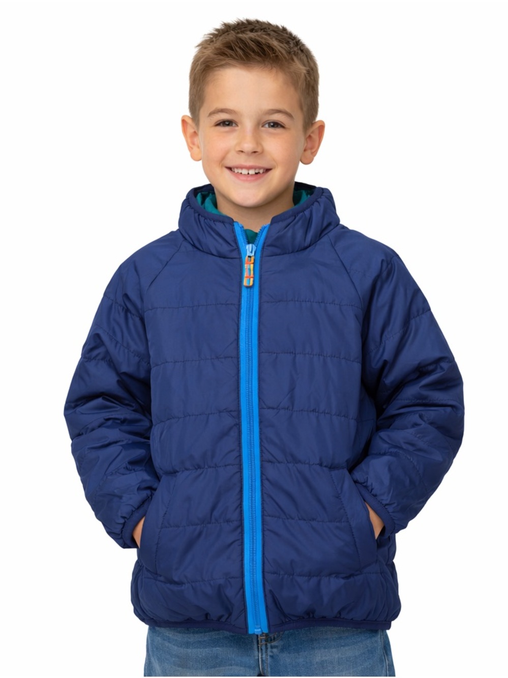 Blue‎ Puffer Jacket Boys 7/8 Lightweight Insulated Winter Coat